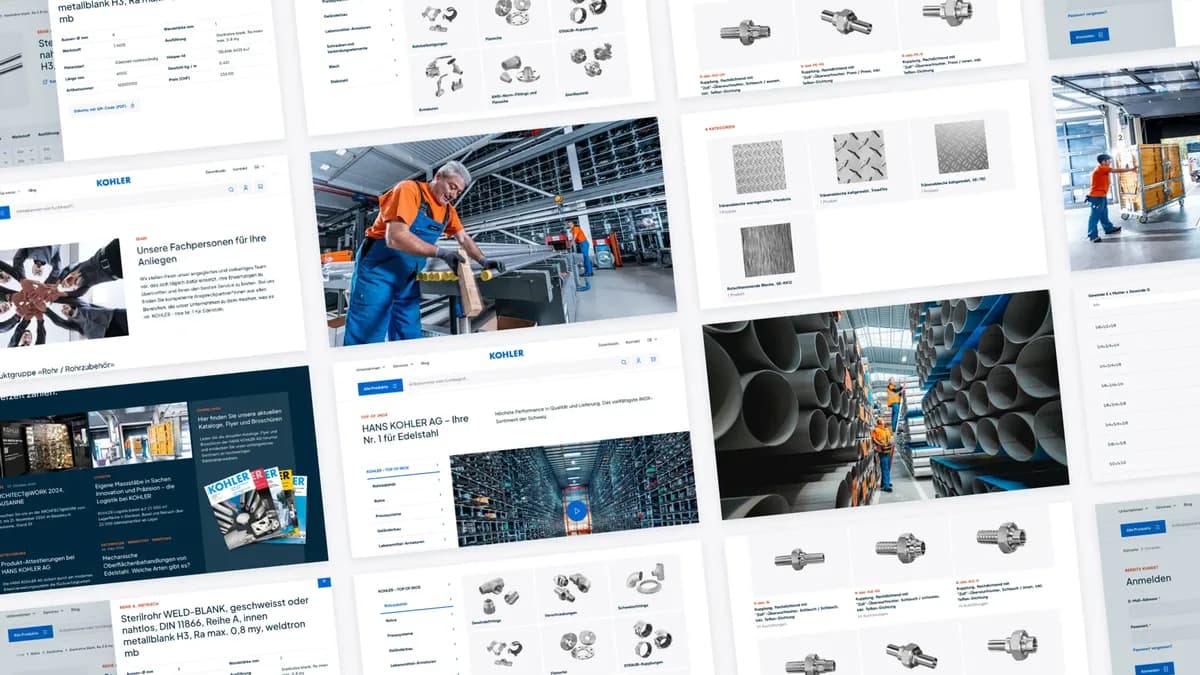 Screens of the B2B online-shop from KOHLER