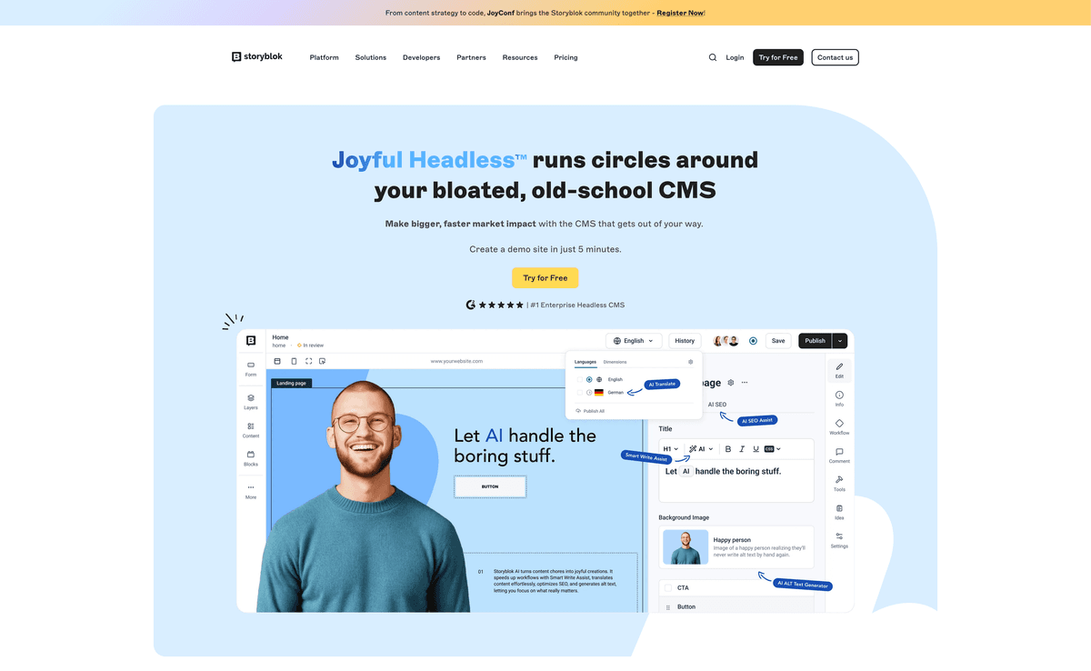 Storyblok Headless CMS for Vendure Headless Ecommerce