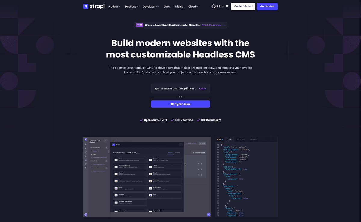 Strapi Headless CMS for Vendure Headless Ecommerce