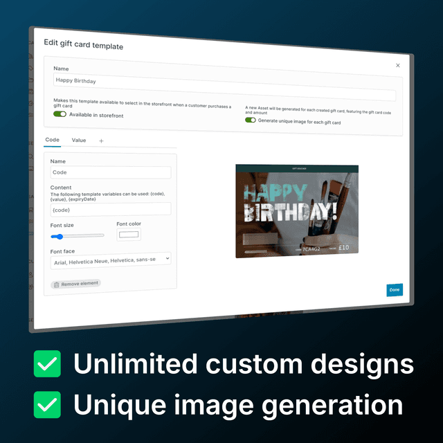 Vendure Gift Card Plugin
