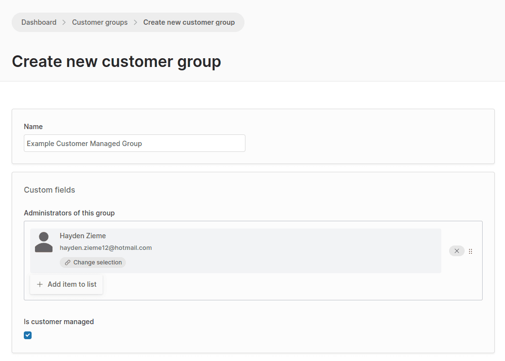 Customer Managed Groups