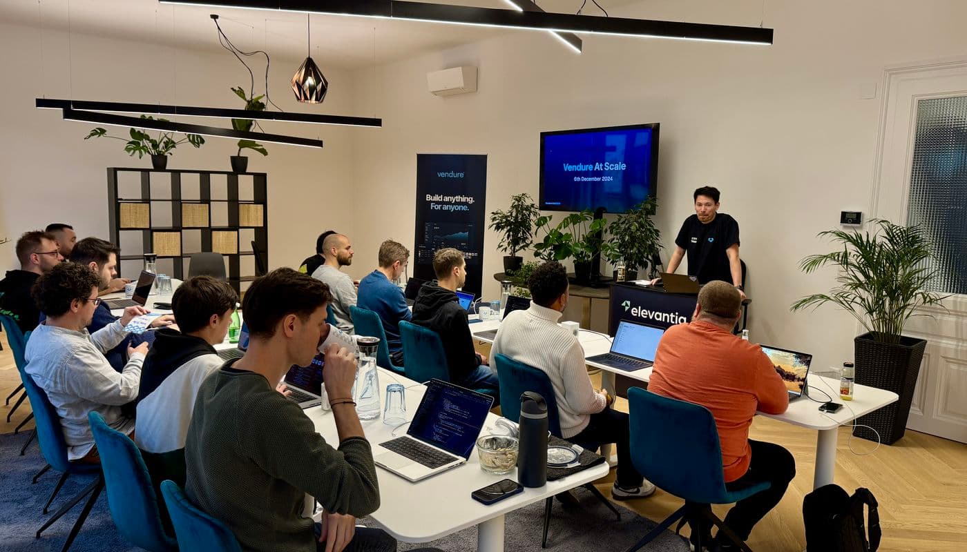 Group of developers in a Vendure workshop