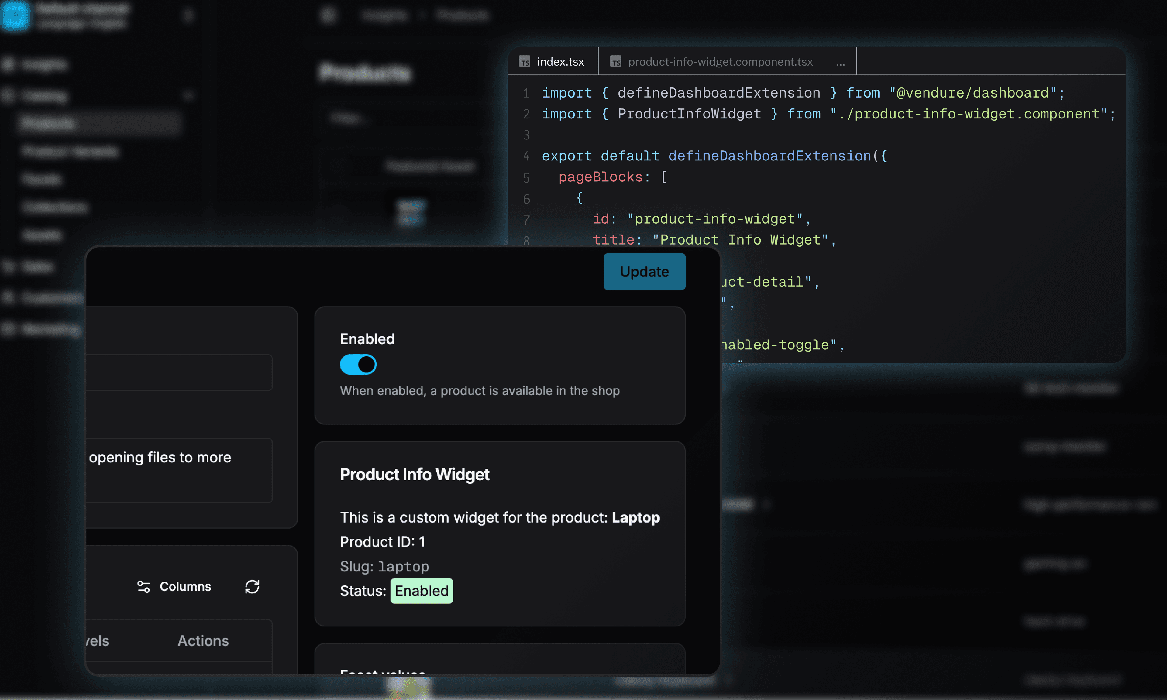 Extending Vendure Dashboard Pages: Custom Components for Product & Order Views